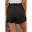 Black Paperbag Waist Drawstring Linen Blend Casual Shorts